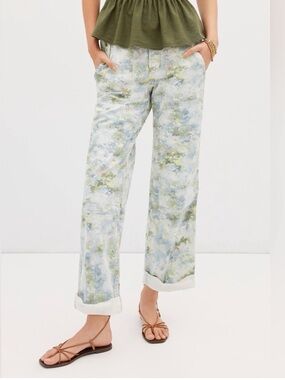 Pilcro, The Roamer, Light Cream Casual Pants with Subtle Blue Accents